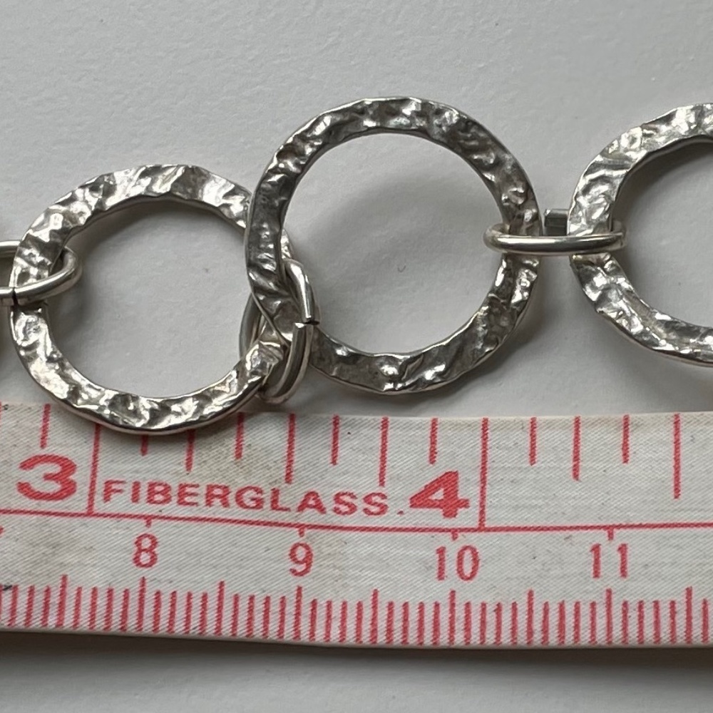 Handmade sterling silver chain link bracelet, 7-7-1/2" lobster clasp - Picture 5 of 5